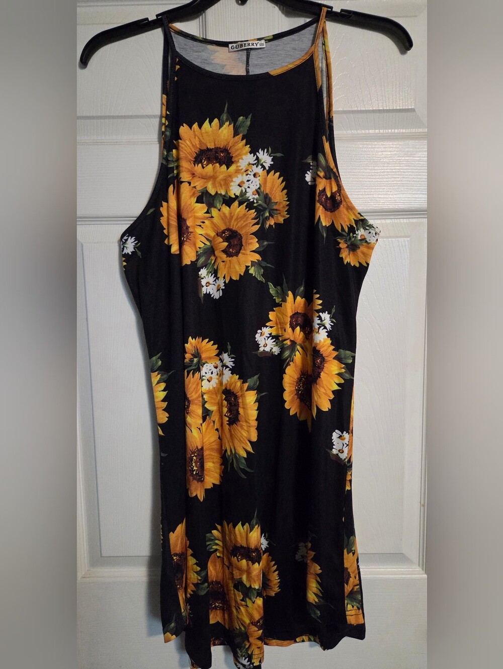 Sunflower Print Black Maxi Dress - Women